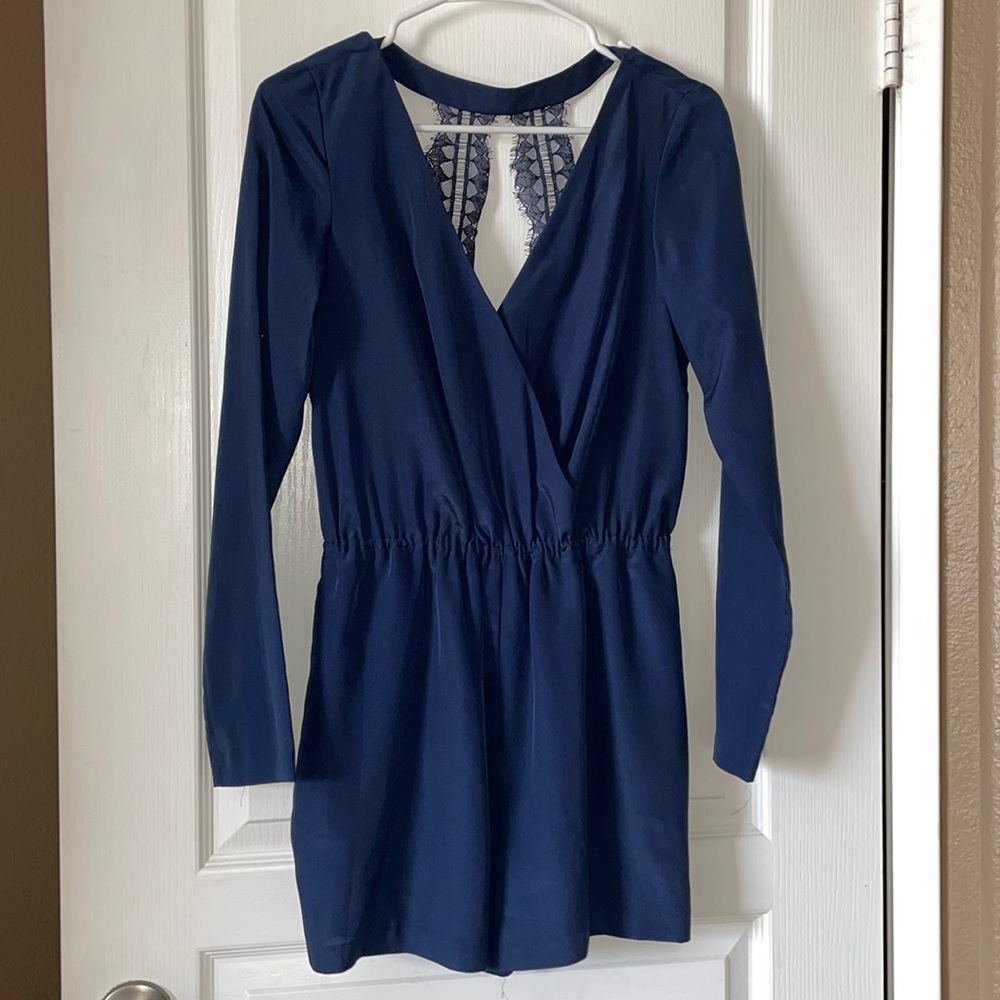 BCBG Generation blue jumpsuit with back lace